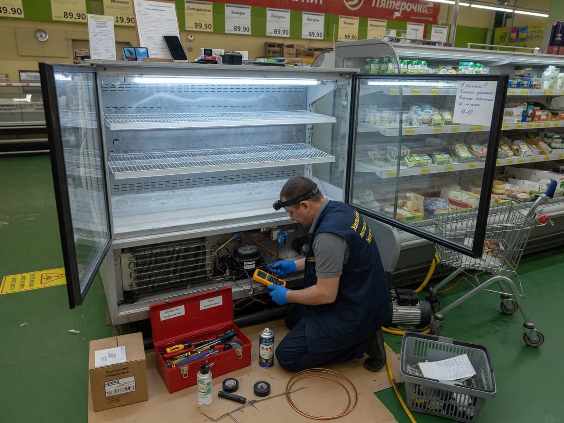 Ремонт торговой витрины в магазине Луганска